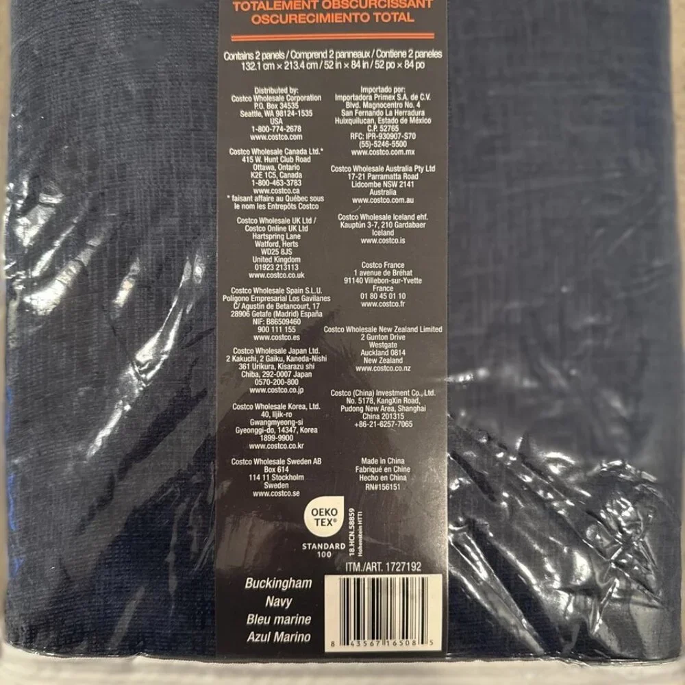 SunBlk Total Blackout Curtains 52 x 84 In. 2 Panels Kinsley blue/navy